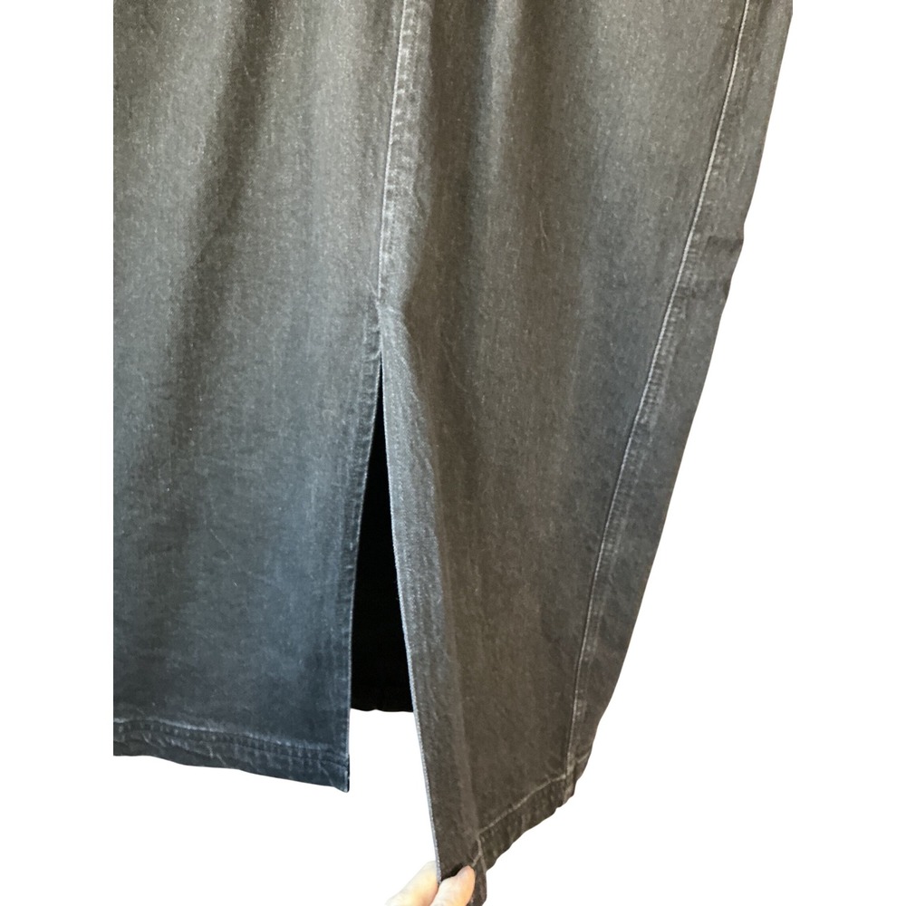 Pilcro Black Denim Midi Skirt Asymmetrical Crossover Waist High Rise Sz 30/6 - Picture 9 of 13
